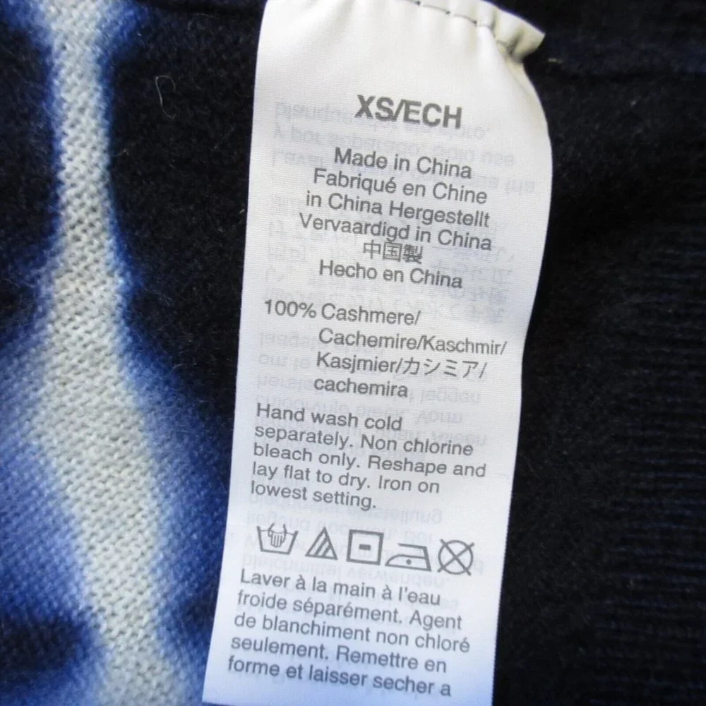 NWT J.Crew Long-sleeve Tie-dyed Cashmere Crewneck Dress in Classic Navy Sky XS
